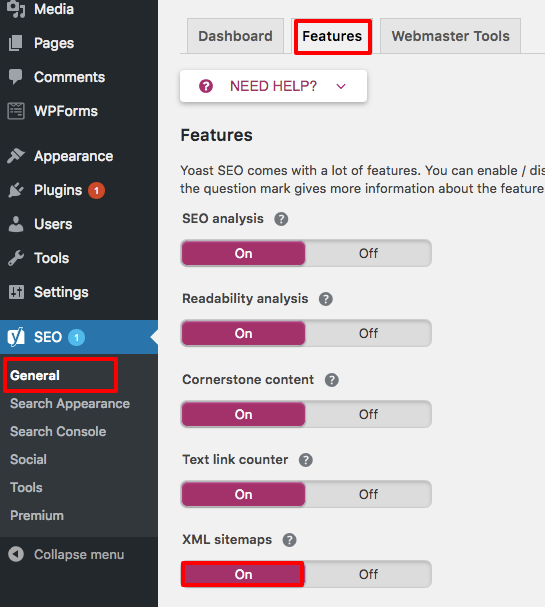 yoast seo wordpress sitemap